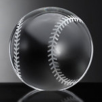 Cassini Crystal Baseball Paperweight