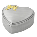 Pewter Finish Bow Heart Jewelry Box