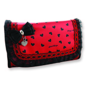 Glitzy Hearts Foldover Cosmetic Bag