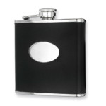 Black Faux Leather Stainless Steel 6oz Hip Flask