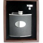 Black Faux Leather Stainless Steel 6oz Flask