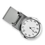 Polished Nickel-plated White Dial Watch Money Clip