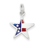 Sterling Silver Enameled Red, White & Blue Star Charm